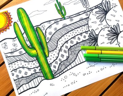 Cactus Coloring Page for Adults – Free Printable