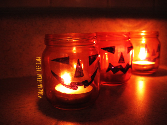DIY Jack o lantern tea light holders for halloween - halloween crafts