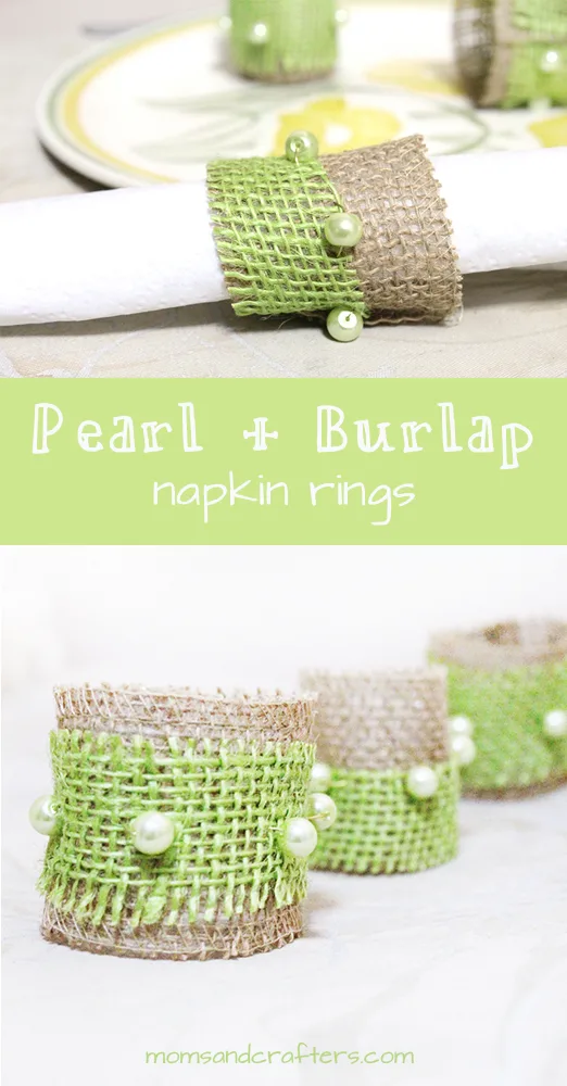 Make these awesome pearl and burlap napkin rings using burlap ribbon from burlapfabric.com. They make beautiful, country chic or shabby chic table decor and are perfect for a rustic  wedding or any natural scheme