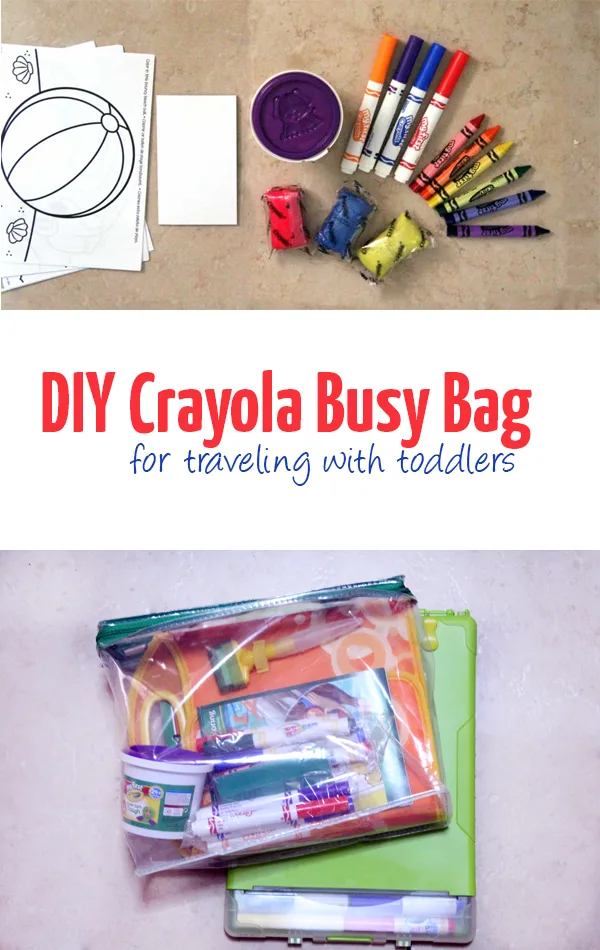 Make this DIY Crayola busy bag for toddlers by finding out which supplies are age appropriate and good for travel