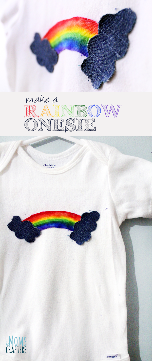 This adorable rainbow onesie baby shower gift is so pretty and so easy to make! The supplies are cheap too! Click for instructions on how to set the sharpies so that the colors don't run