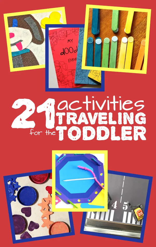 A master list of 21 affordable, easy to do, practical travel activities for toddlers! Includes free printables, DIY "toys", and travel-themed activities. Fun activities for one, two, and three years old in travel themes