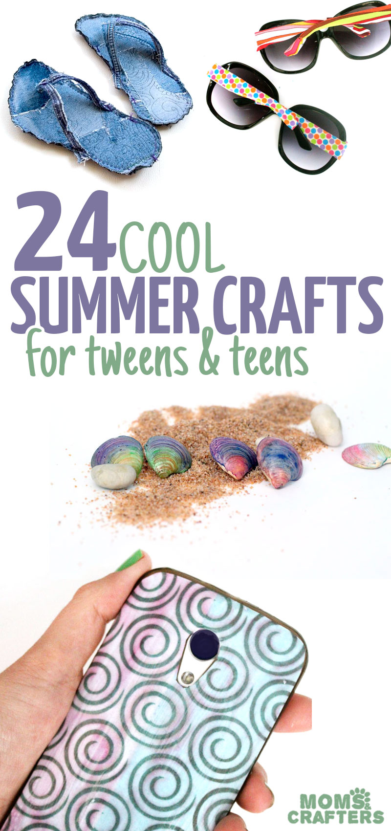 25 Cool summer crafts for teens and tweens are sure to keep them busy during these months! from DIY sunglaees, to flip flops and tees, these are all totally awesome!