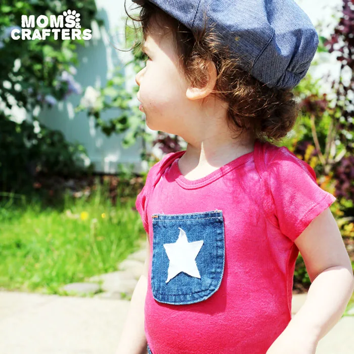 Make this DIY Patriotic t-shirt for baby! Or make it for an adult :) It uses upcycled materials and takes little time - plus it's a great no sew baby craft!