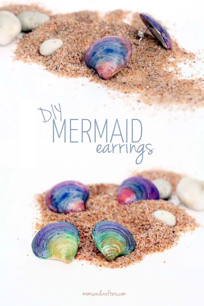 ADORABLE Mermaid earrings! Make these DIY seashell earrings in minutes! It's a summer craft that's good for all ages, including kids, teens, and adults as well.