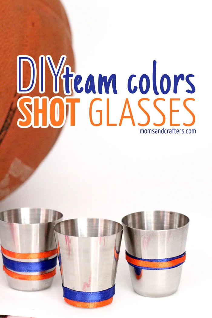 Need a gift for that guy in your life? These  DIY shot glasses are customized in his favorite team's colors and is the perfect gift for a sports fan! Makes a perfect father's day gift or gift for a guy for holidays 
