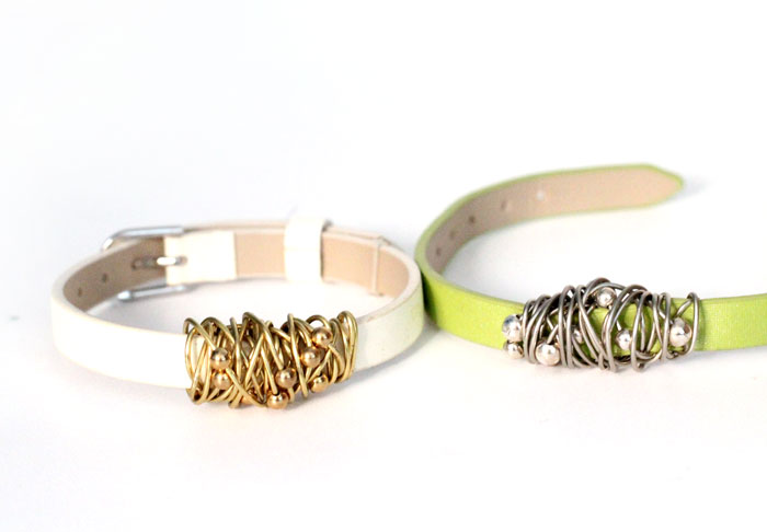 Do you love trendy jewelry? This wire wrapped bracelet tutorial steps a little outside the box, and brings you something that's so easy to customize.  It's a fun beginner jewelry making craft.