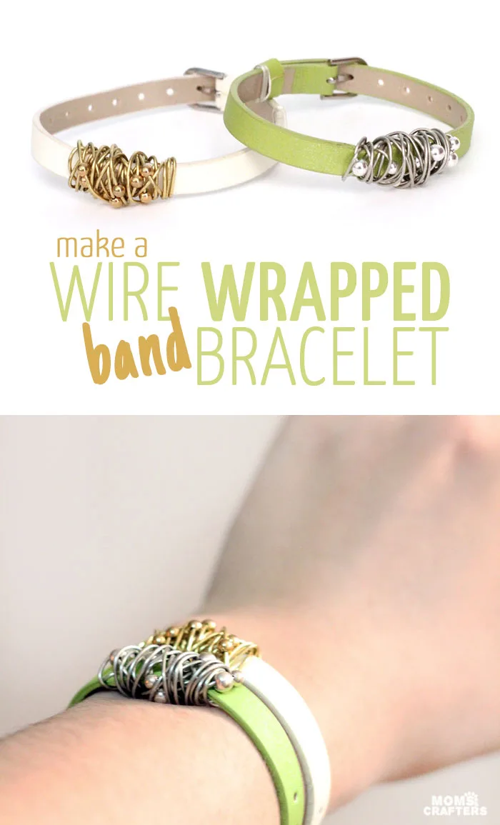 Do you love trendy jewelry? This wire wrapped bracelet tutorial steps a little outside the box, and brings you something that's so easy to customize.  It's a fun beginner jewelry making craft.
