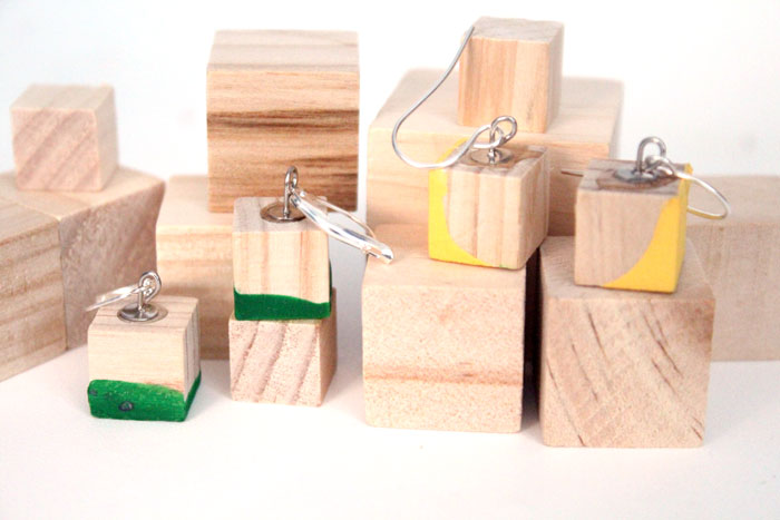 I am obsessed with these adorable DIY color block earrings - they're so lightweight because they're made of wood, too. It's such an easy, cheap jewelry making craft