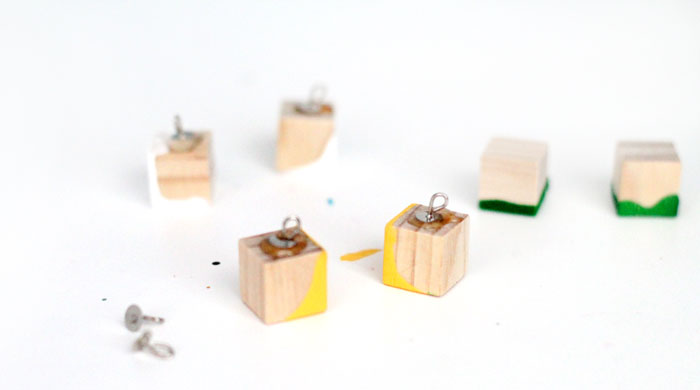I am obsessed with these adorable DIY color block earrings - they're so lightweight because they're made of wood, too. It's such an easy, cheap jewelry making craft