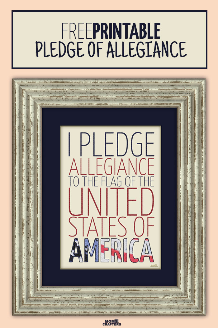 FREE printable Pledge of Allegiance for Fourth of July, Independence day! Or all year round. You don't really need to wait until July 4th to pledge allegiance...