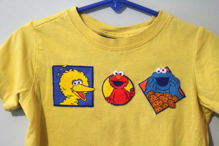 IT's ridiculously easy to embellish a drab plain shirt with your child's favorite characters! Click to find out how I made this adorable Sesame Street t-shirt. It's a perfect five minute mommy craft...