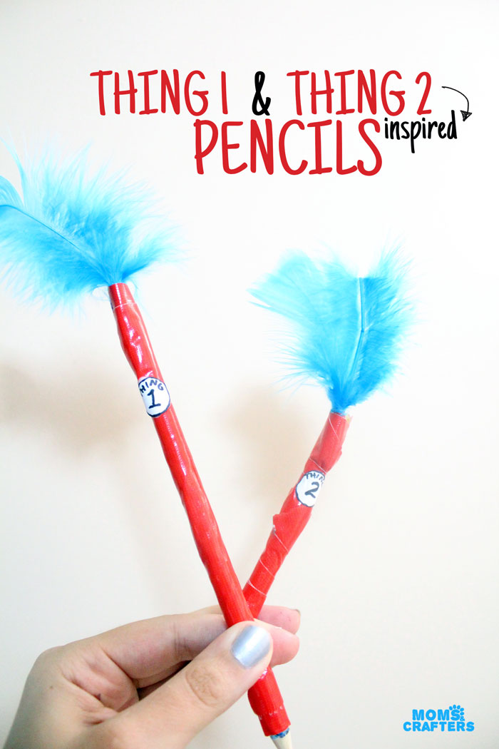 Make these adorable Dr. Seuss inspired craft featuring Thing  1 and Thing 2! It's an adorable DIY for back to school or any time of year, and is perfect for kids, teens and tweens!