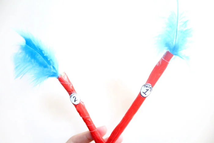 Make these adorable Dr. Seuss inspired craft featuring Thing 1 and Thing 2! It's an adorable DIY for back to school or any time of year, and is perfect for kids, teens and tweens!