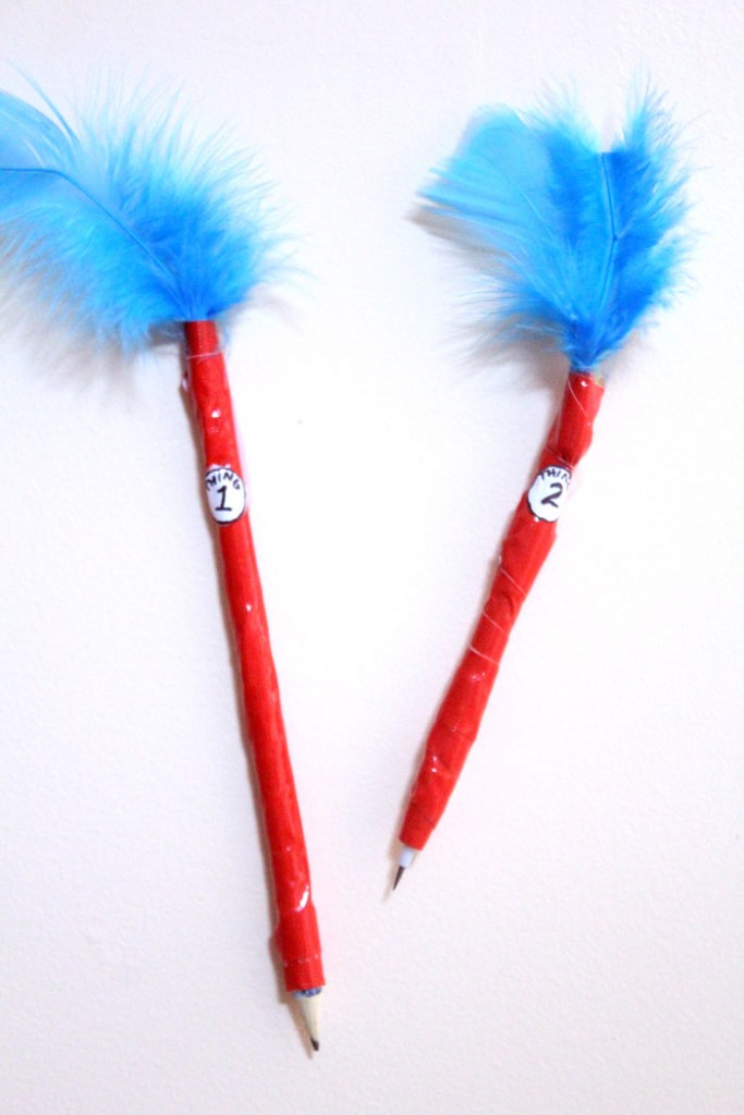 Make these adorable Dr. Seuss inspired craft featuring Thing 1 and Thing 2! It's an adorable DIY for back to school or any time of year, and is perfect for kids, teens and tweens!