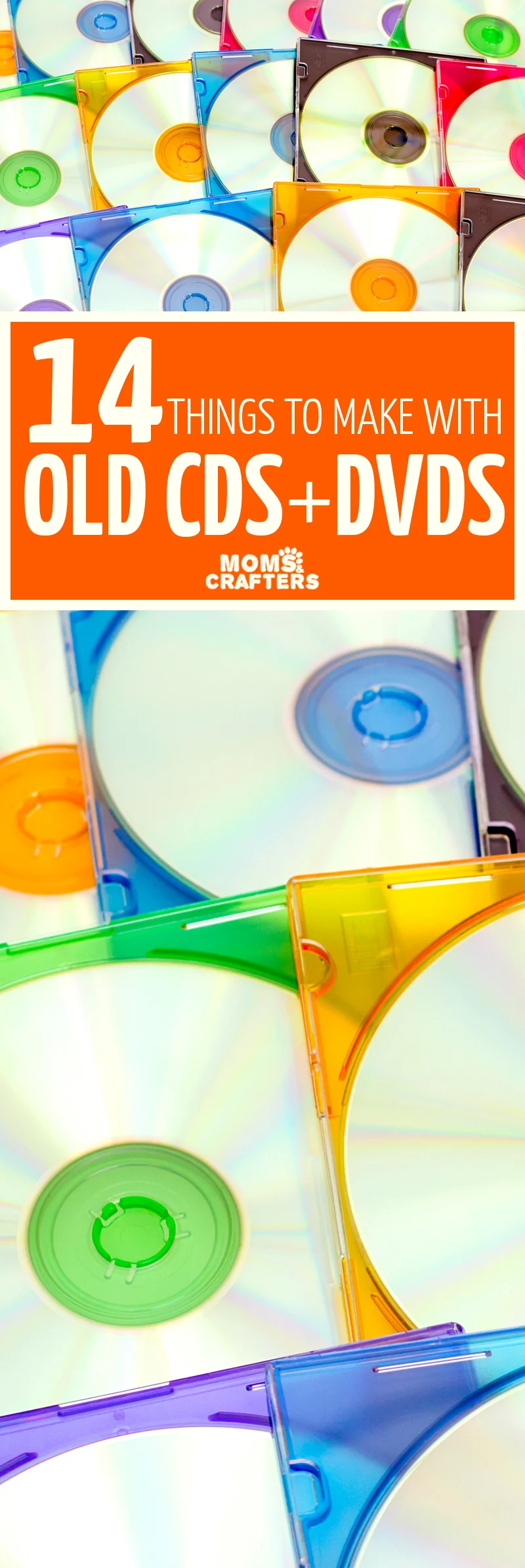 IF you're looking for cool ways to upcycle old cds and dvds you'll love these things to do with cds and dvds! These cool things to make with old cds include easy DVD and CD crafts for kids, adults, and teens too! #cdcrafts #upcycle #recycle #easycrafts #dvdcrafts #recycledcraft