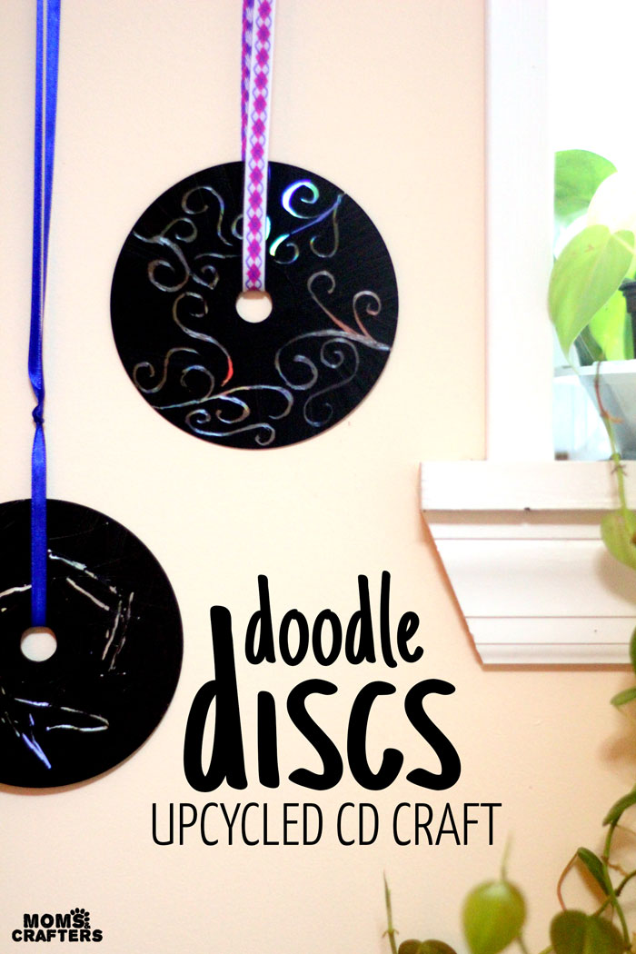 Upcycle old CDs and DVDs as doodle discs! Such a fun, easy craft for kids and adults of all ages!