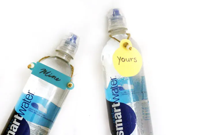 Make these fun DIY water bottle hang tags to remind you to drink, and to avoid confusion at family parties!