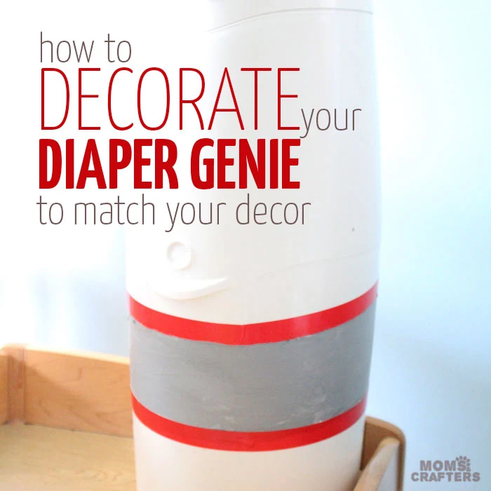 Check out this amazing, simple tutorial to decorate a diaper genie! Such a genius idea for DIY nursery decor that is also functional, and an easy, doable craft for moms and new baby.