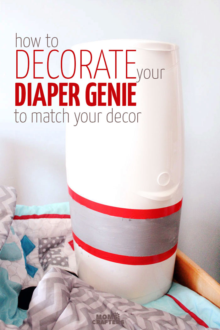 Check out this amazing, simple tutorial to decorate a diaper genie! Such a genius idea for DIY nursery decor that is also functional, and an easy, doable craft for moms and new baby.