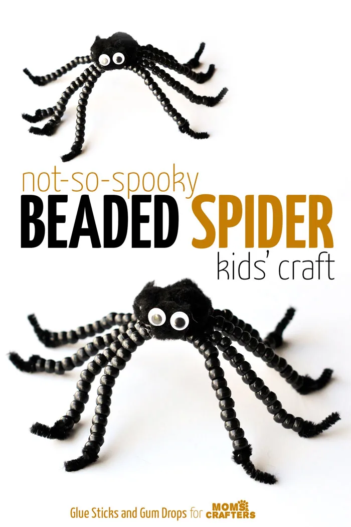 Isn't this not-so-spooky spider adorable? Make a beaded spider kids' craft for Halloween or any time of year!
