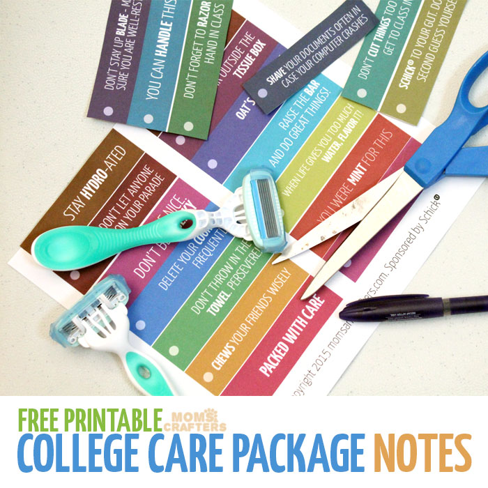 FREE PRINTABLE COLLEGE CARE PACKAGE NOTES