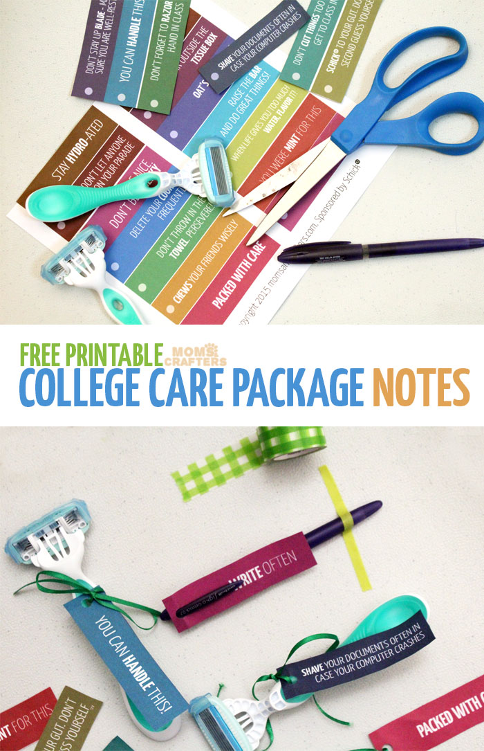 Oh, my these are so Punny! Print these humorous, pun-intended college care package labels for Schick disposable razors and other college care package essentials ideas | Free printable