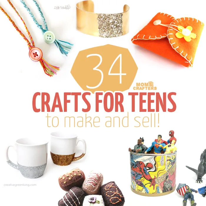 34 fun, functional crafts for teens to make and sell! What a great activity for teens and tweens - marketing handmade items and selling on Etsy! Here is a great list of DIY projects and ideas to start with.