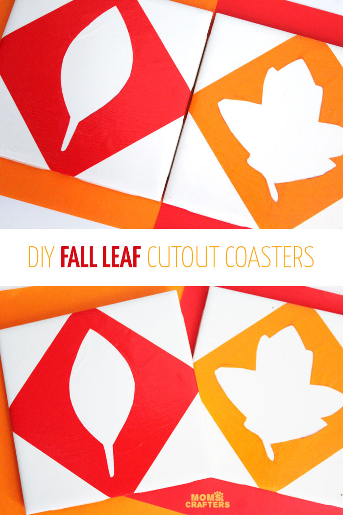 These DIY cut out fall leaf coasters are so pretty and a great autumn craft. You won't believe how easy it is to make - it' a great craft for kids, teens, and the whole family!