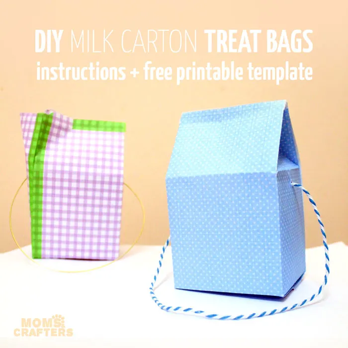 Make these adorable DIY Milk Carton Treat Box or bags with the free printable template! They are perfect for halloweeen, birthday parties, or any favors or gifts