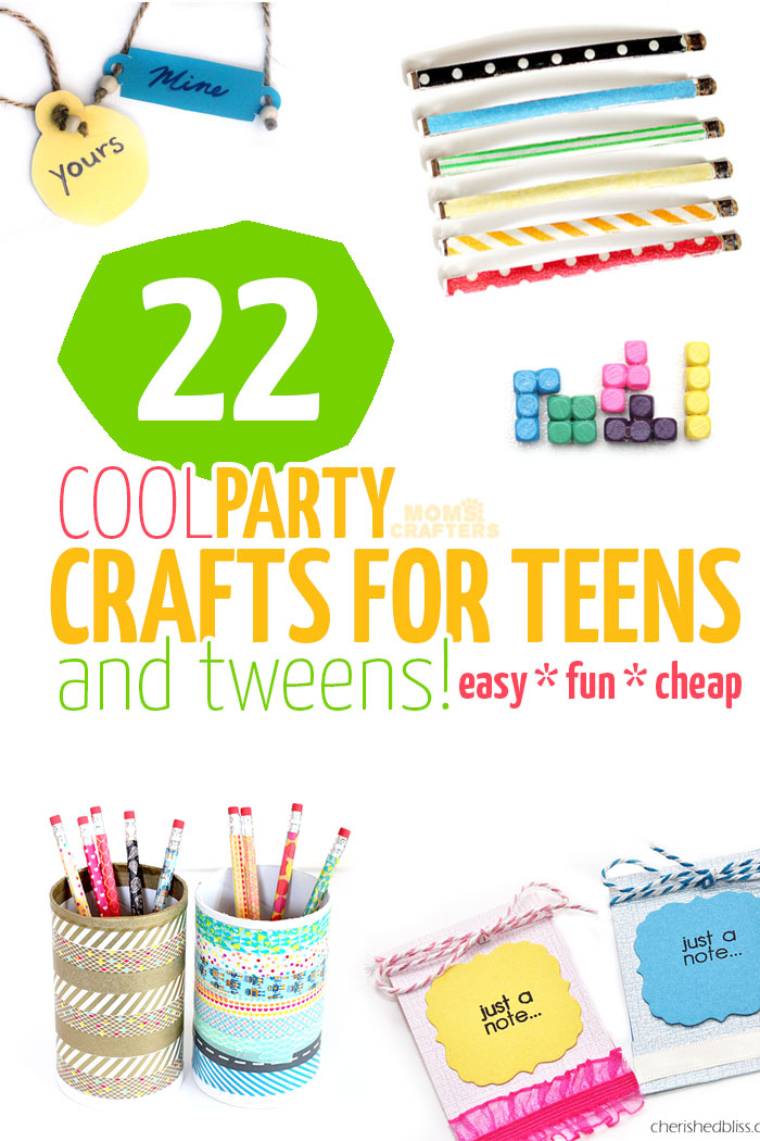 the best list of cool party crafts for teens and tweens that are inexpensive and fun. Accessories, washi tape crafts, jewelry making crafts, DIY magnets and keychains and more!
