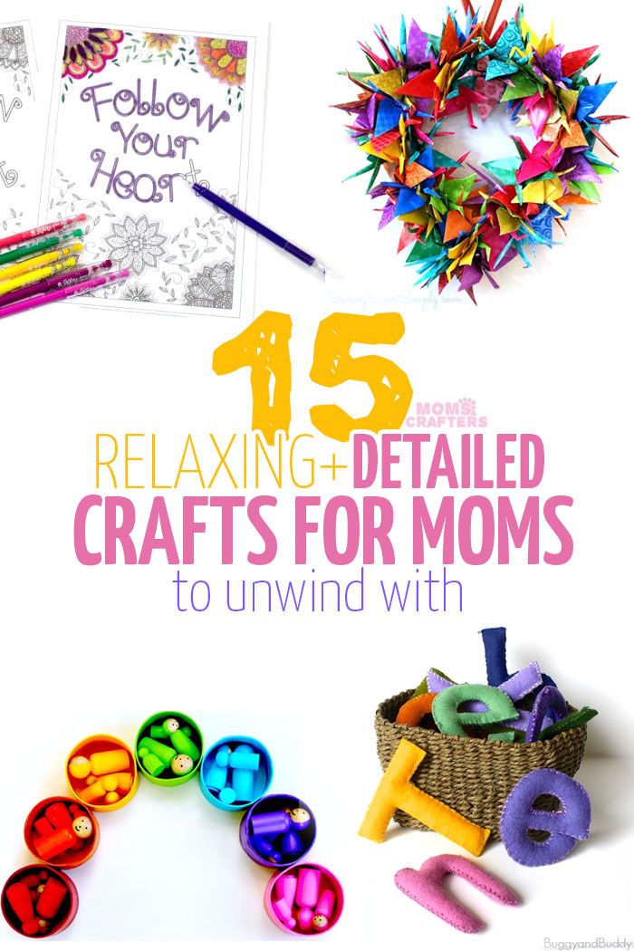 Trying to get a little Mommy-time in your day? Check out these 15 adorable relaxing crafts for adults. These DIY projects and craft ideas (including free adult coloring pages, wreath ideas, DIY toys, and more) are repetitive, detailed, and will really help you unwind.