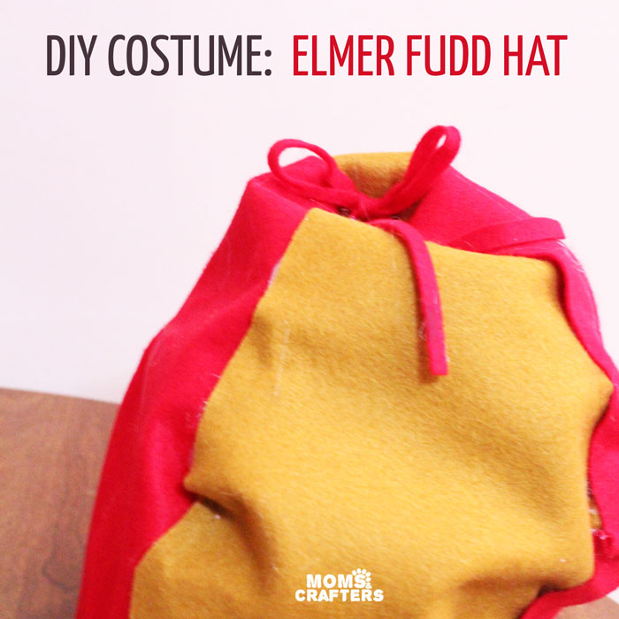 Make this funny, if not realistic Elmer Fudd hunting hat to go with a no sew costume for Halloween or Purim!