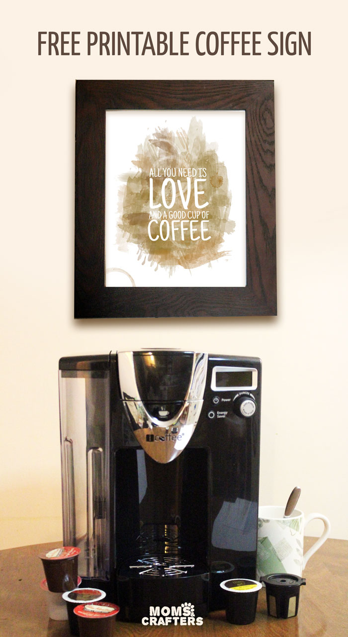 Download and print this free coffee wall art. It's an adorable watercolor print that says 'all you need it love and a good cup of coffee"! Plus, read my iCoffee Opus review - a single serve brewer.