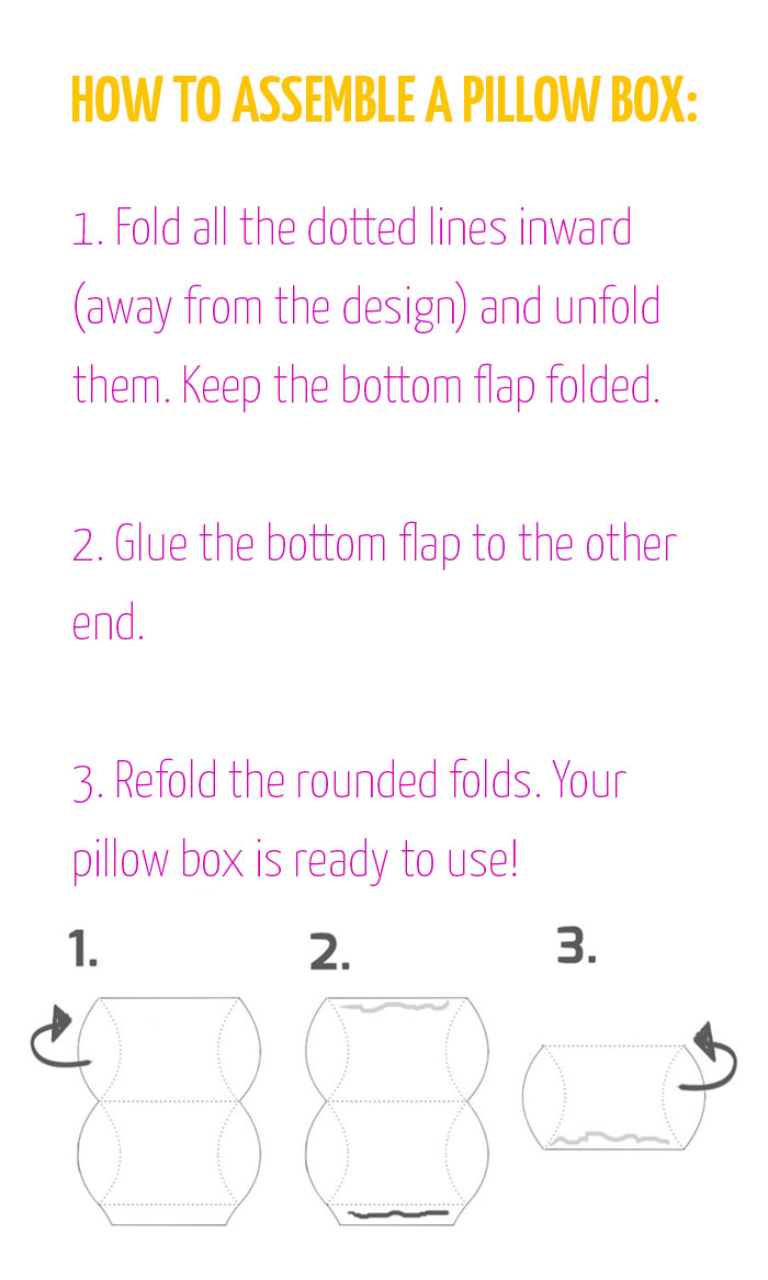 Check out how to assemble a pillow box, and then click for some awesome free downloadable designs!