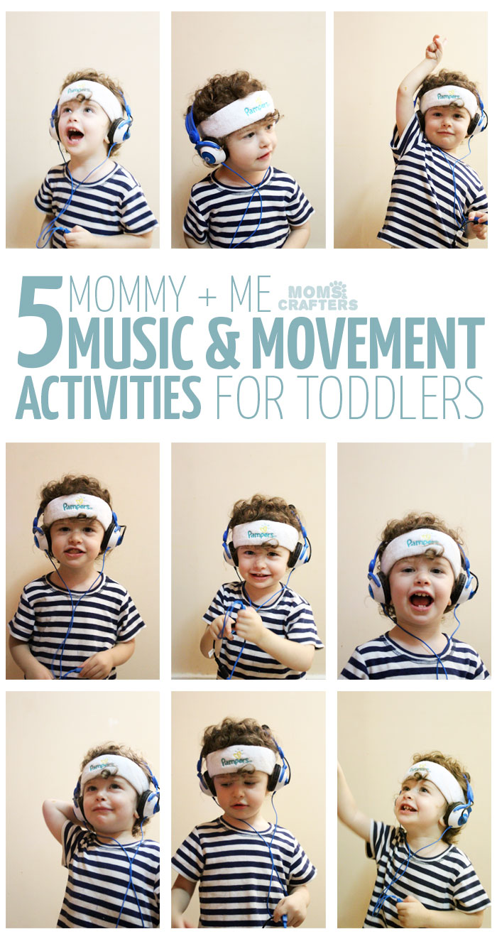 I love these mommy and baby gross motor activities! 5 Mommy and Me Music and Movement activities for toddlers - you'll love doing this with your 1-3 year old!