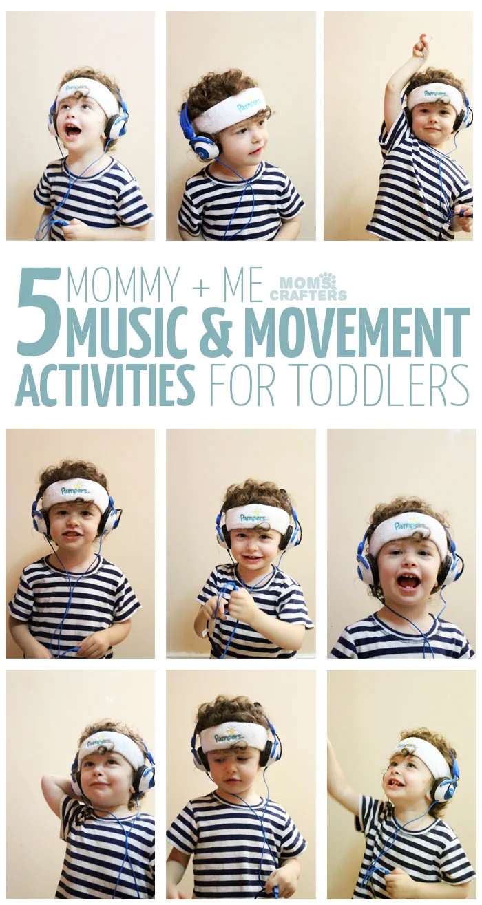 I love these mommy and baby gross motor activities! 5 Mommy and Me Music and Movement activities for toddlers - you'll love doing this with your 1-3 year old!