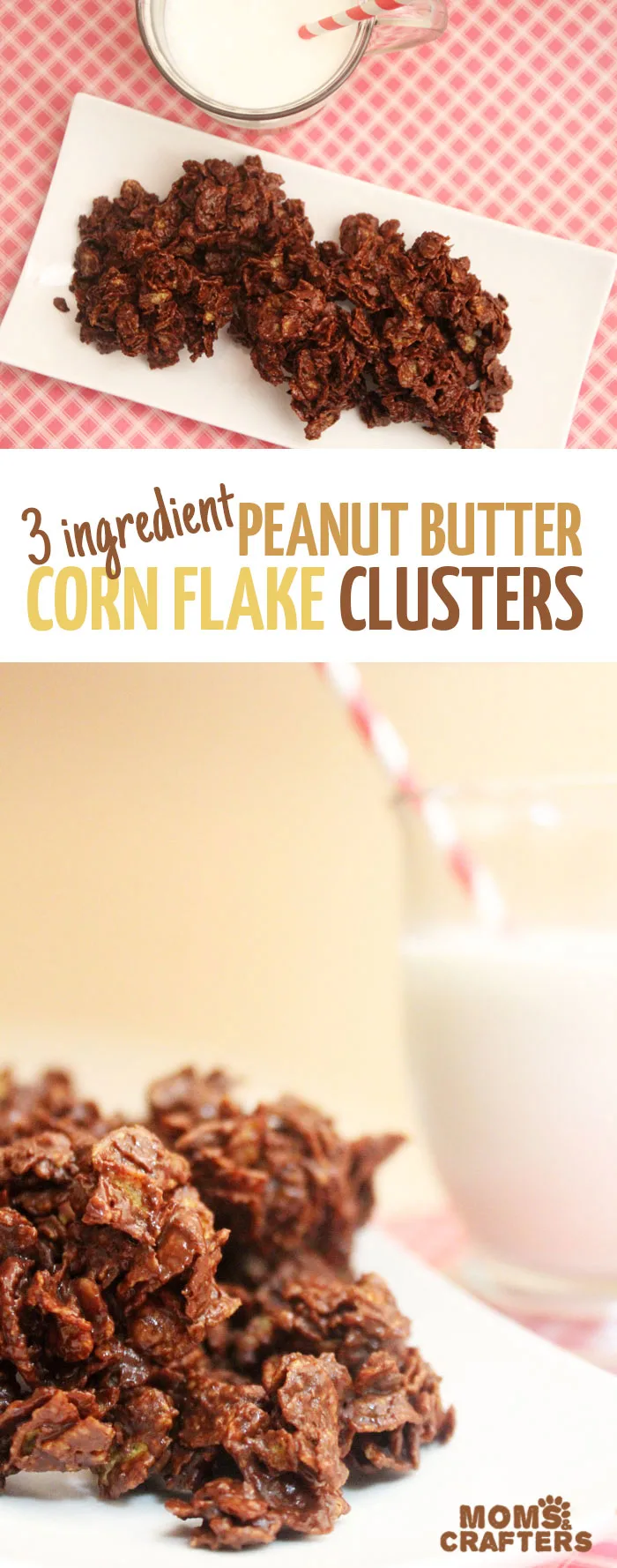 Delicious peanut butter corn flake clusters are a delicious take on a classic easy dessert or snack! Click for this 3 ingredient really easy recipe!