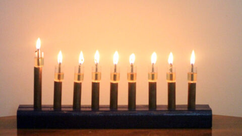 DIY Wood and Copper Menorah