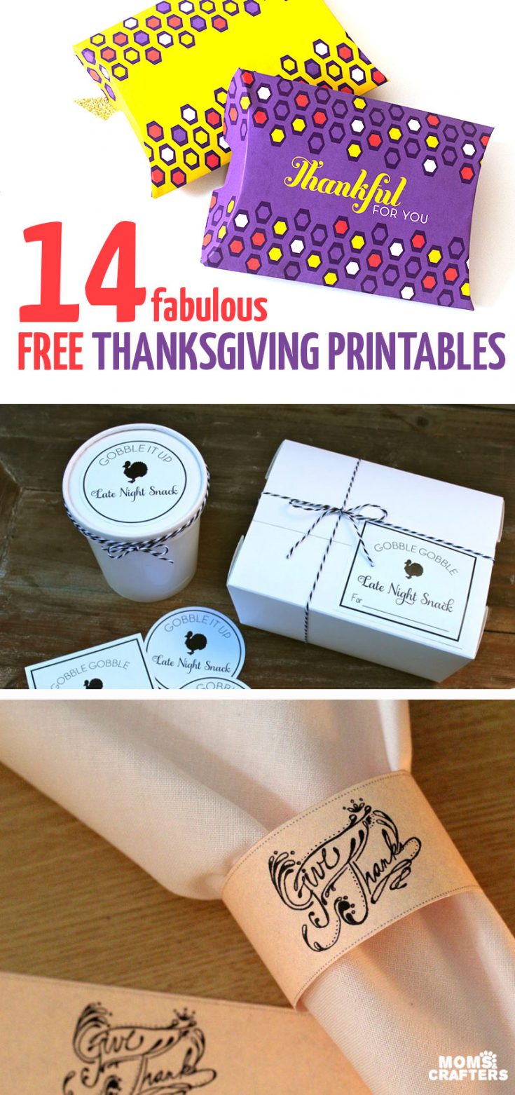 14 Beautiful + Free Thanksgiving Printables * Moms and Crafters