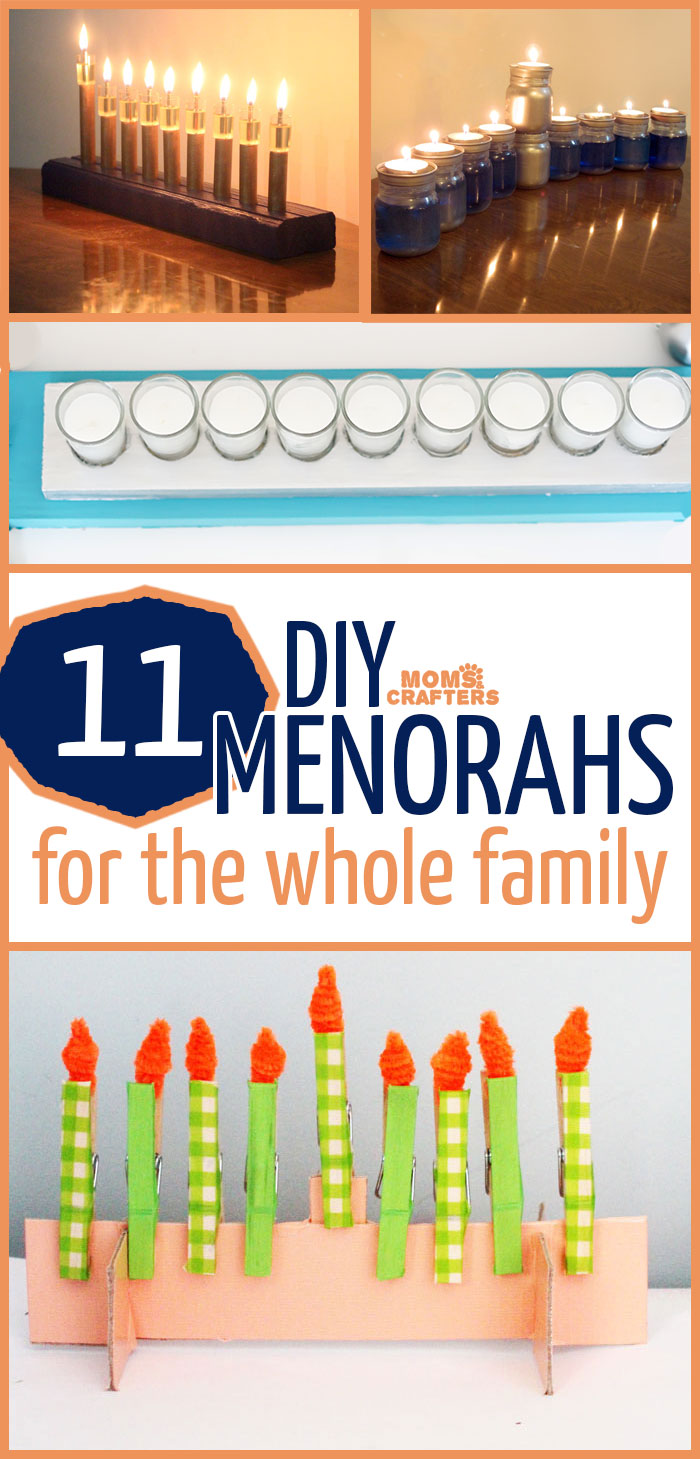 These DIY menorahs offer something for everyone in the family! It includes some great Hanukkah crafts for kids, plus plenty of cool and easy DIY for adults!