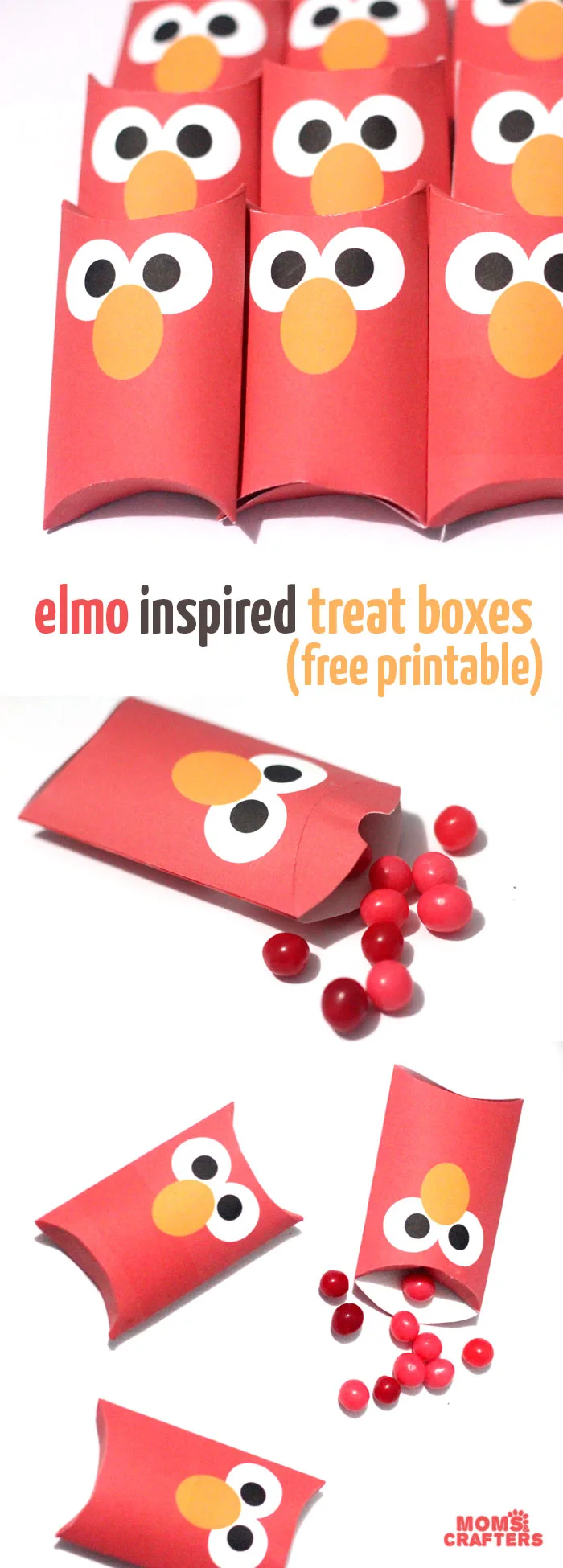 Check out these ADORABLE Elmo inspired pillow boxes that you can print for free! They're amazing for cheap party favors for an elmo themed birthday party.