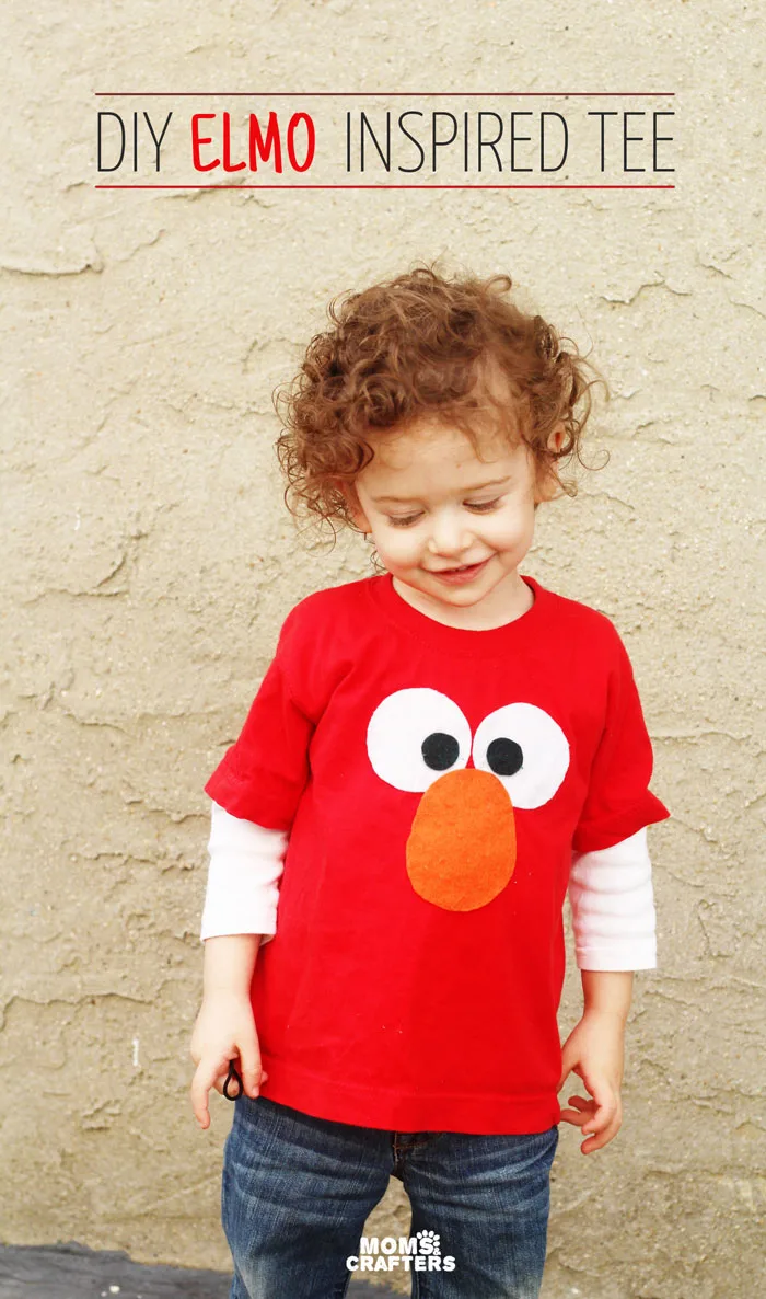 Mae an adorable DIY no sew Elmo tee shirt for your toddler! Perfect craft for an Elmo or Sesame Street themed party, or to give as a gift.