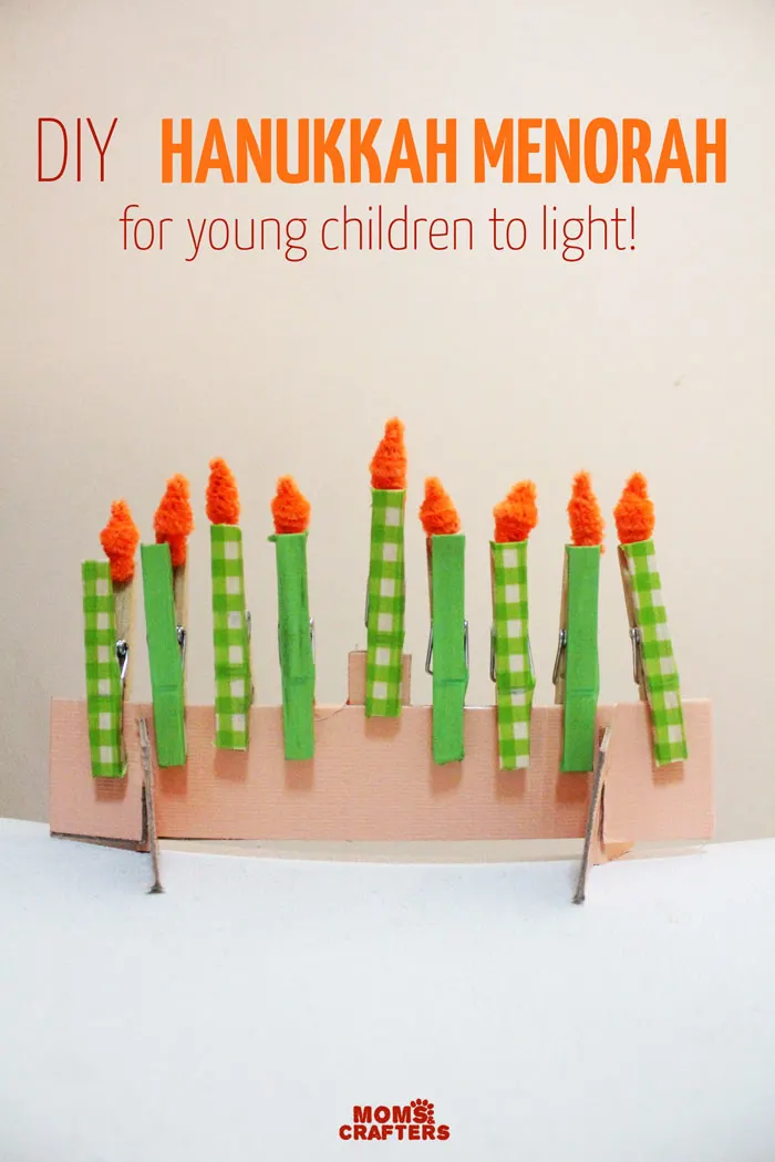 Make this adorable Hanukkah Menorah craft for kids. It's an adorable DIY toy menorah that I made for my toddler to light on Chanukah.