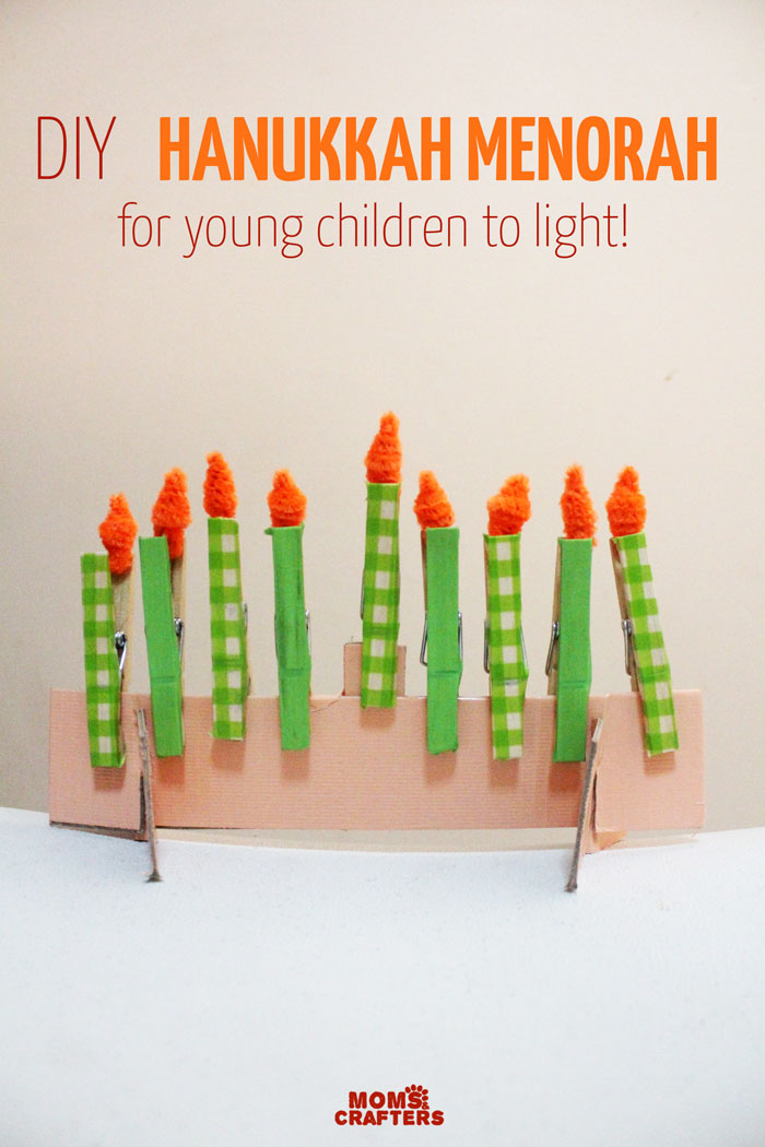 Make this adorable Hanukkah Menorah craft for kids. It's an adorable DIY toy menorah that I made for my toddler to light on Chanukah.