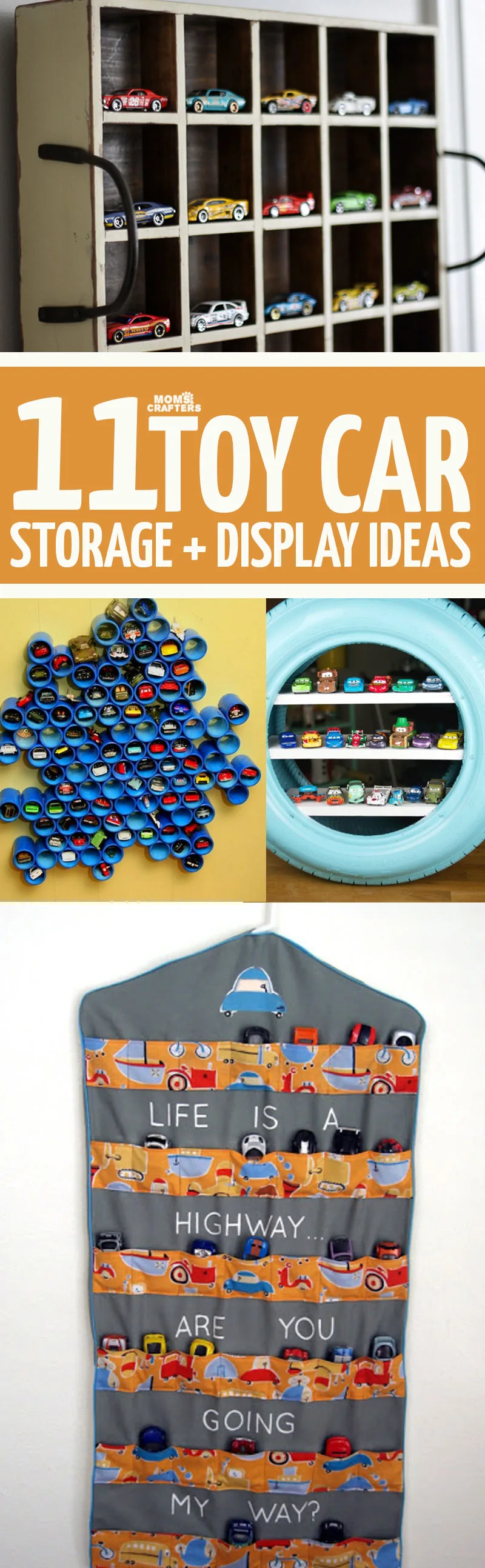 Click for 11 brilliant and beautiful Hot Wheels display and storage ideas - the perfect way to organize your toy cars! Display your Matchbox cars beautifully with these cool toy organization hacks. #organization #toys #hotwheels