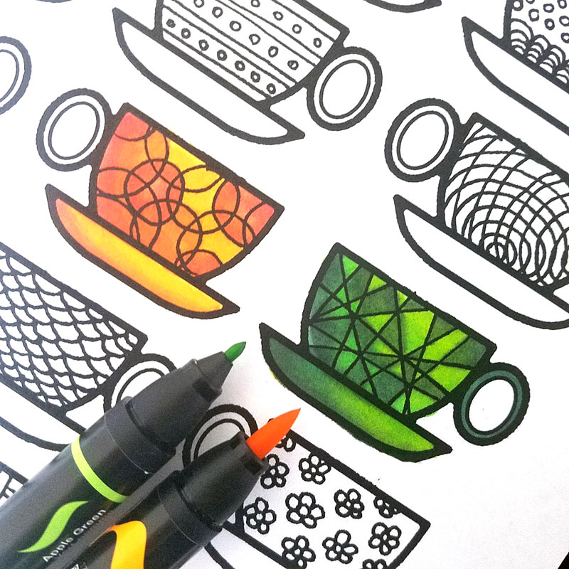 free printable coloring pages for adults coffee cups