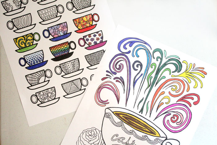 Don't you just love complex coloring pages? These free printable coloring pages for adults come in a coffee theme, because, I'm obsessed!