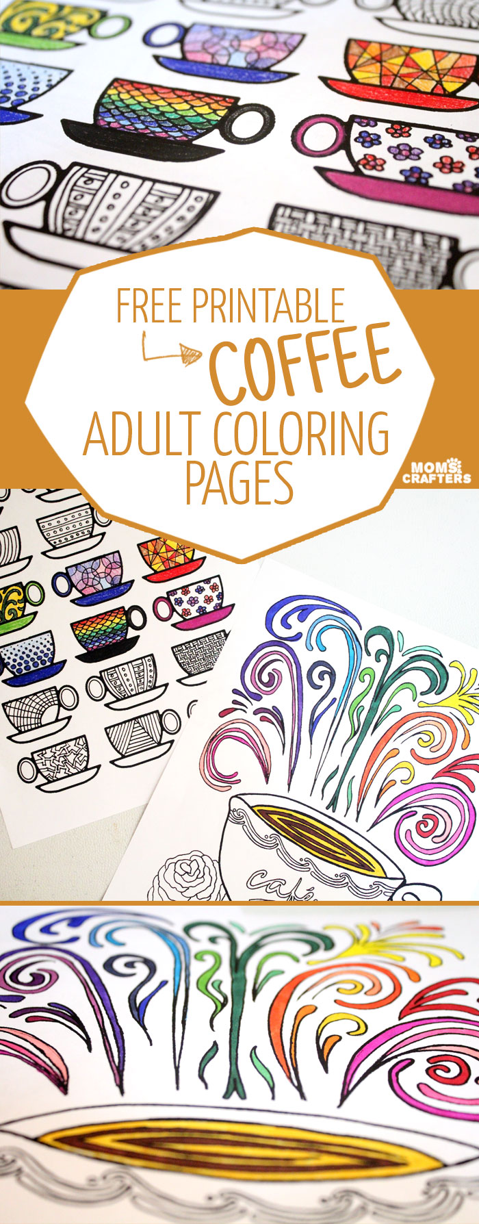 Don't you just love complex coloring pages? These free printable coloring pages for adults come in a coffee theme, because, I'm obsessed!