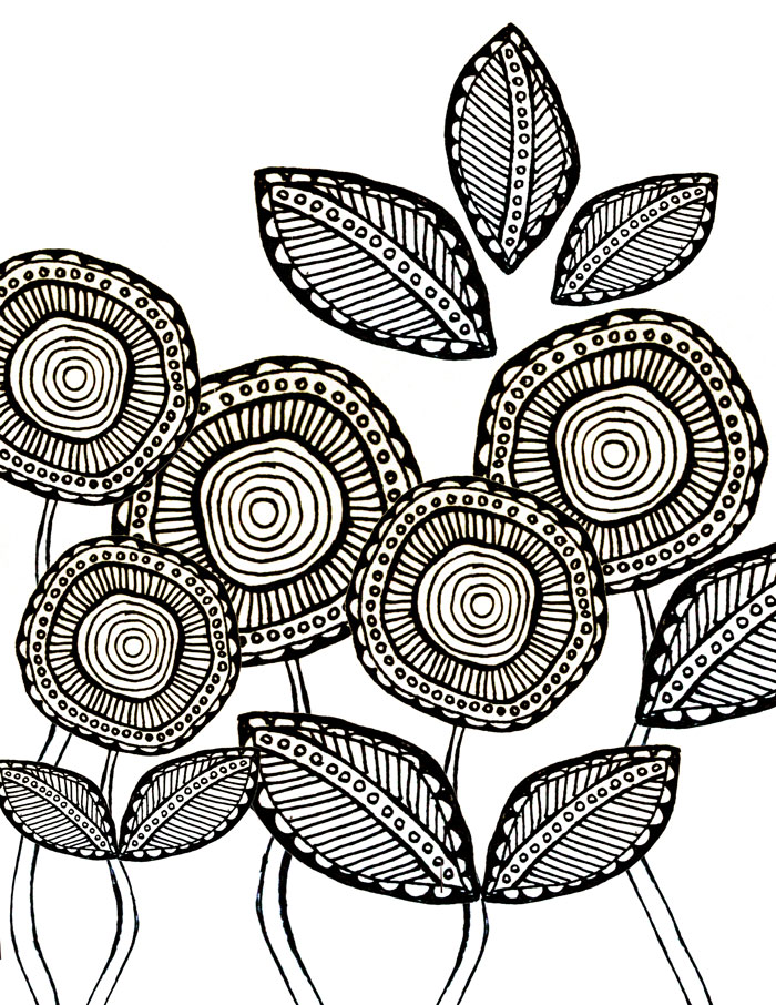 Download these free printable adult coloring pages in a cool, artsy flower theme! These free complex coloring pages are hand drawn and so relaxing to color in.